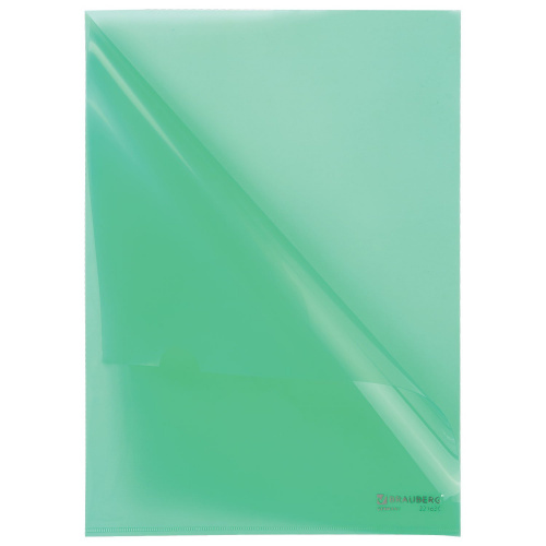Папка-уголок жесткая BRAUBERG, 0,15 мм, зеленая фото 2