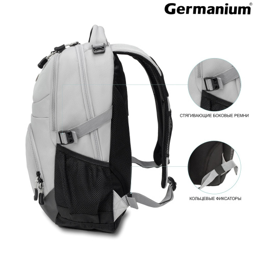 Рюкзак GERMANIUM "S-07", 46х32х15 см, универсальный, уплотненная спинка, облегчённый, светло-серый фото 5
