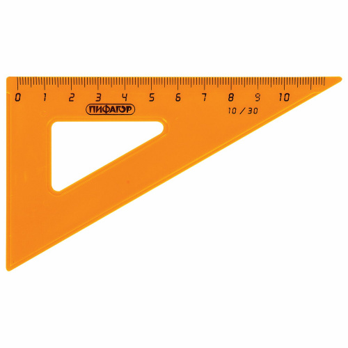 Набор чертежный малый ПИФАГОР, линейка 16 см, 2 треугольника, транспортир, непрозрачный, неоновый фото 6