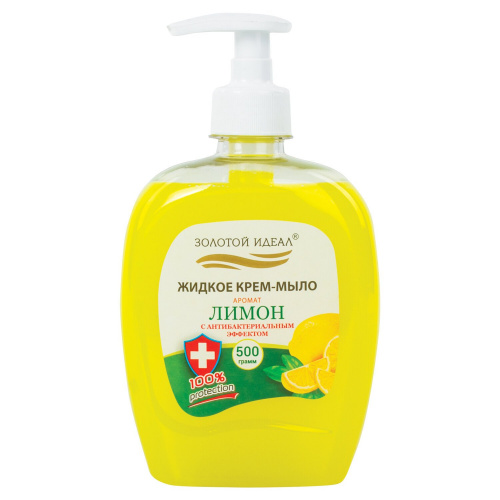 Мыло-крем туалетное жидкое с антибактериальным эффектом "Золотой Идеал" Лимон 500 г