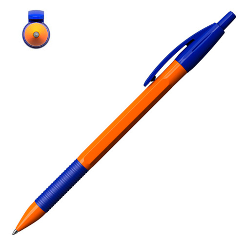 Ручка шариковая автоматическая с грипом ERICH KRAUSE "R-301 Orange", синяя 1,0 мм, линия 0,5 мм фото 5