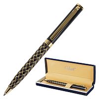 Ручка подарочная шариковая GALANT "Klondike", корпус черный с золотистым, синяя