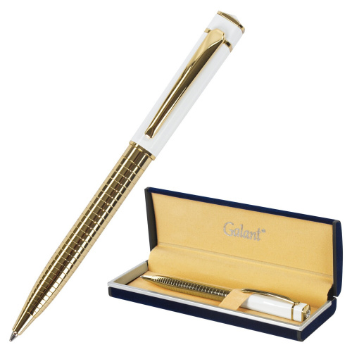 Ручка подарочная шариковая GALANT "Mont Pelerin", корпус золотистый с белым, синяя