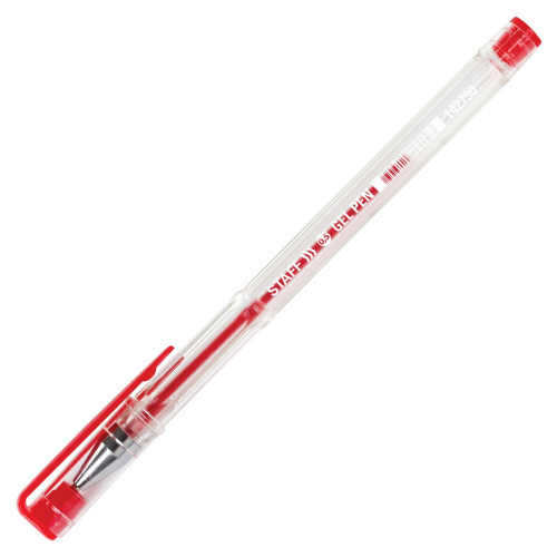 Ручка гелевая STAFF "Basic", красная, корпус прозрачный, хромированные детали, линия письма 0,35 мм фото 8