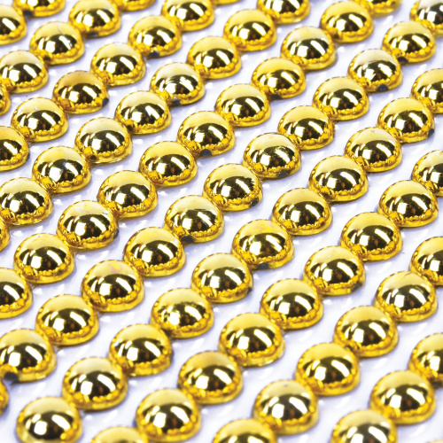 Стразы самоклеящиеся ОСТРОВ СОКРОВИЩ "Круглые", 6 мм, 247 шт., на подложке, цвет золото фото 3