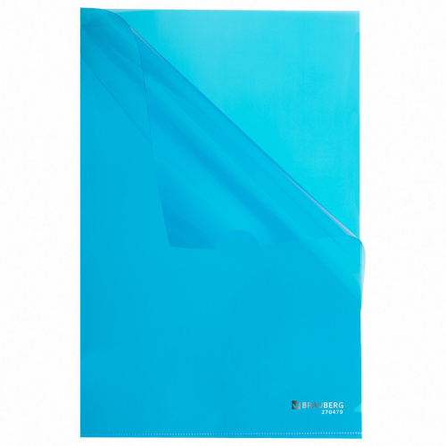 Папка-уголок плотная BRAUBERG SUPER, 0,18 мм, синяя фото 8