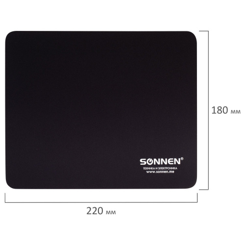 Коврик для мыши SONNEN "BLACK", 220х180х3 мм, резина, ткань фото 6