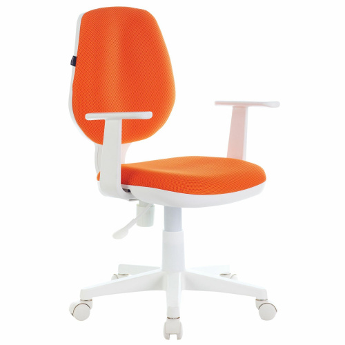 Кресло BRABIX "Fancy MG-201W", с подлокотниками, пластик белый, оранжевое
