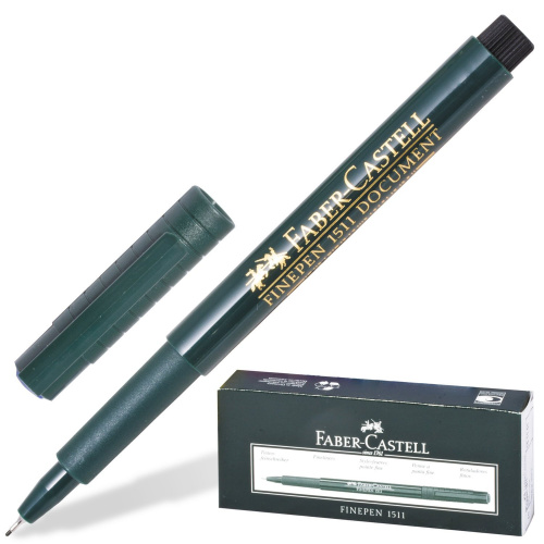 Ручка капиллярная (линер) FABER-CASTELL "Finepen 1511", корпус темно-зеленый, черная