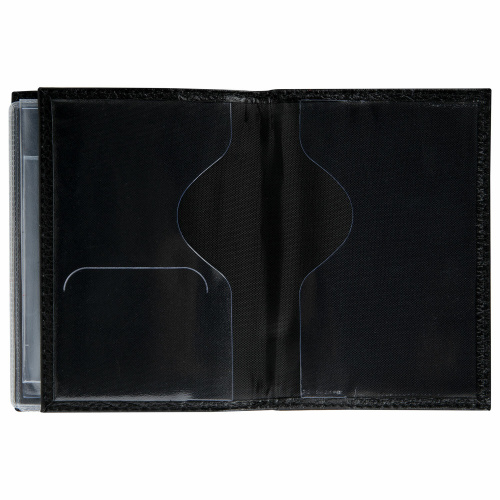 Обложка для автодокументов и паспорта натуральная кожа флоттер, "DOCUMENTS", черная, BRAUBERG фото 7