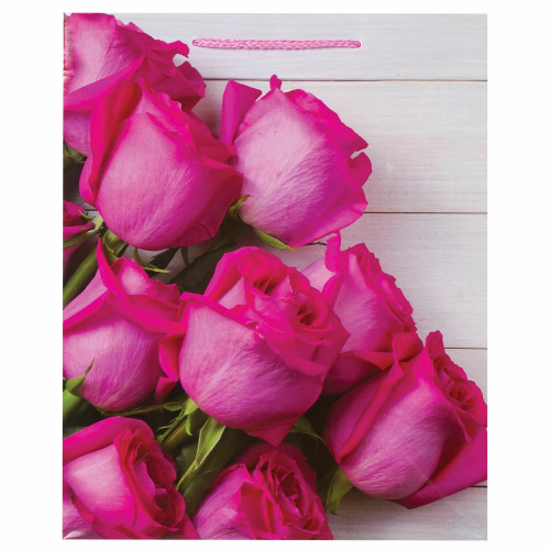 Пакет подарочный ЗОЛОТАЯ СКАЗКА "Розовые розы", 26x12,7x32,4 см, ламинированный фото 3