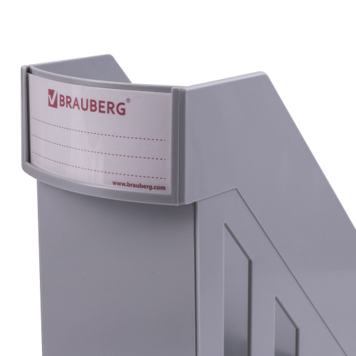 Лоток вертикальный для бумаг BRAUBERG-MAXI, 277х100х290 мм, серый фото 6