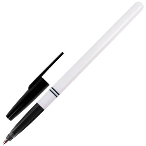 Ручка шариковая BRAUBERG "Офисная", корпус белый, линия письма 0,5 мм, черная фото 6