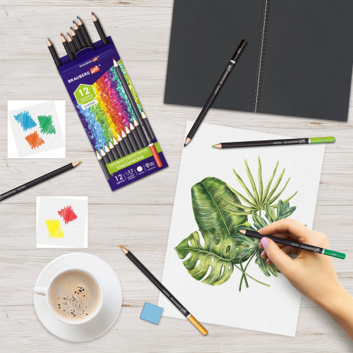 Карандаши художественные цветные BRAUBERG ART CLASSIC, 12 цветов, мягкий грифель 3,3 мм фото 2