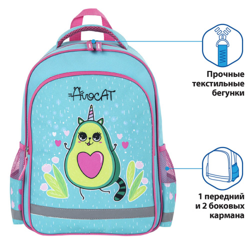 Рюкзак ПИФАГОР SCHOOL для начальной школы, "Avocat", 38x28х14 см фото 2