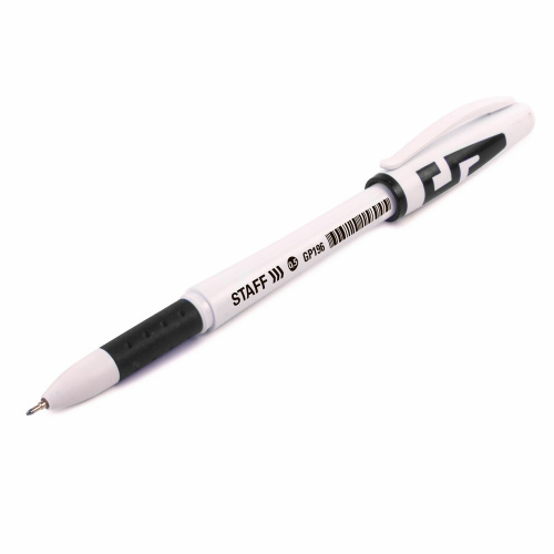 Ручка гелевая с грипом STAFF "Manager", корпус белый, игольчатый узел 0,5 мм, черная фото 6