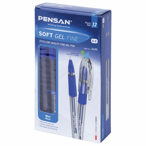 Ручка гелевая с грипом PENSAN "Soft Gel Fine", линия 0,4 мм, синяя фото 7