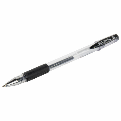 Ручка гелевая с грипом BRAUBERG "Number One", узел 0,5 мм, линия письма 0,35 мм, черная фото 6