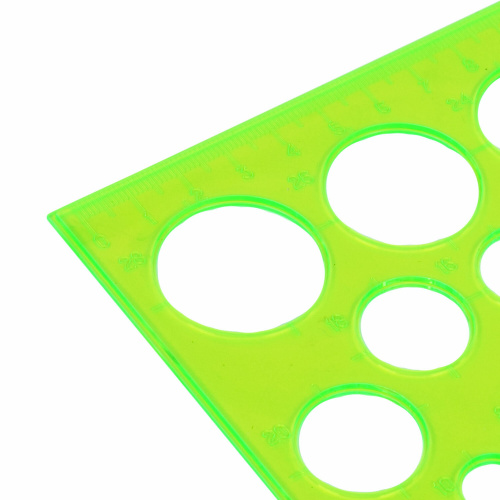 Треугольник пластиковый BRAUBERG, угол 30, 19 см, с окружностями, прозрачный, неоновый, ассорти фото 3