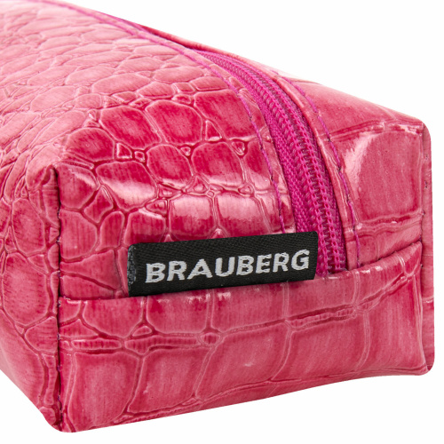 Пенал-косметичка BRAUBERG "Ultra pink", 20х6х4 см, крокодиловая кожа фото 7