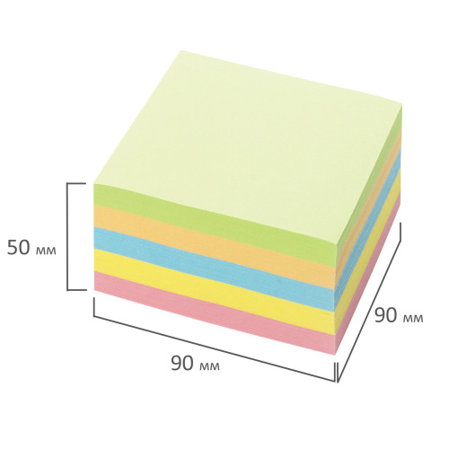 Блок для записей ОФИСМАГ, непроклеенный, куб 9х9х5 см, цветной фото 2
