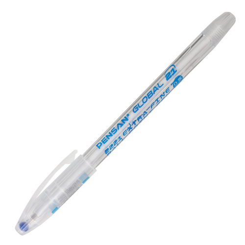 Ручка шариковая масляная PENSAN "Global-21", корпус прозрачный, линия письма 0,3 мм, синяя фото 7