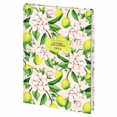 Ежедневник датированный на 2023 STAFF "Lemons & flowers", 145х215 мм, А5, ламинированная обложка