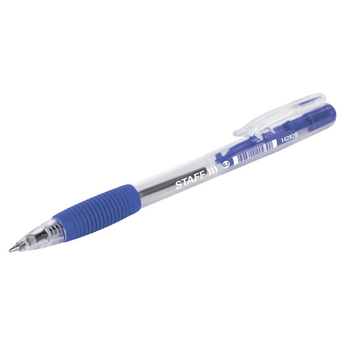 Ручка шариковая автоматическая STAFF "Basic", корпус прозрачный, линия письма 0,35 мм, синяя фото 8