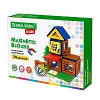 Магнитный конструктор  BRAUBERG KIDS MAGNETIC BUILD BLOCKS-39 "Построй дом", 39 деталей