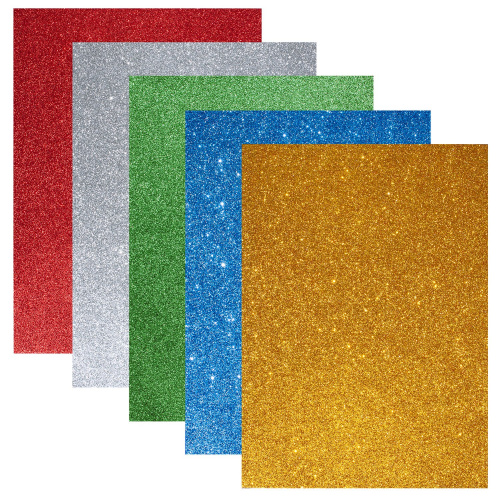 Цветная пористая резина для творчества ЮНЛАНДИЯ, А4, 5 листов, 5 цветов, толщина 2 мм, с блестками фото 2