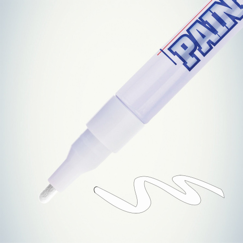 Маркер-краска лаковый (paint marker) MUNHWA "Slim", 2 мм, нитро-основа, алюминиевый корпус, белый фото 4