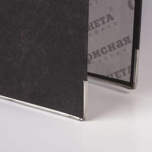 Папка-регистратор ОФИСНАЯ ПЛАНЕТА, усиленный корешок, мраморное покрытие, 80 мм, с уголком, черная фото 6