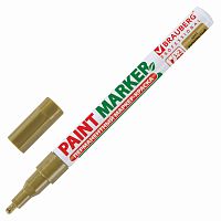 Маркер-краска лаковый (paint marker) BRAUBERG PROFESSIONAL, 2 мм, без запаха, алюминий, золотой
