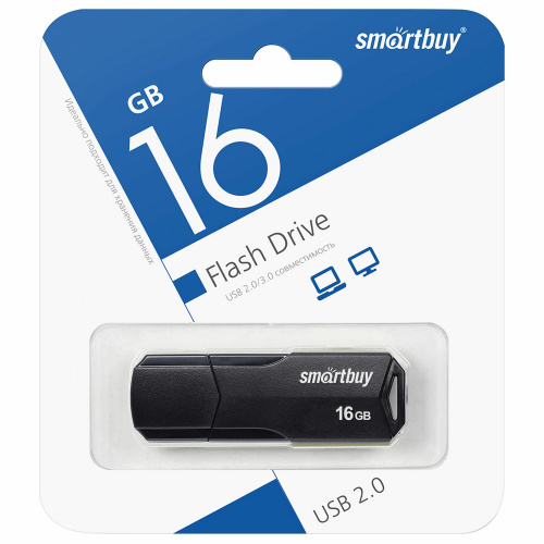Флеш-диск 16GB SMARTBUY Clue USB 2.0, черный, SB16GBCLU-K фото 2