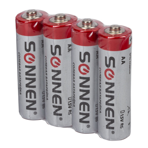 Батарейки SONNEN, АА, 4 шт., солевые, пальчиковые, в пленке фото 4
