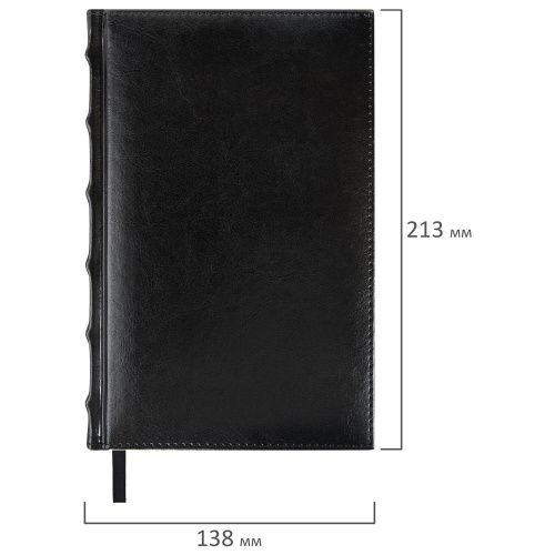 Ежедневник недатированный BRAUBERG "FLAME", А5, 138х213 мм, под кожу, 160 л., черный, черный срез фото 2