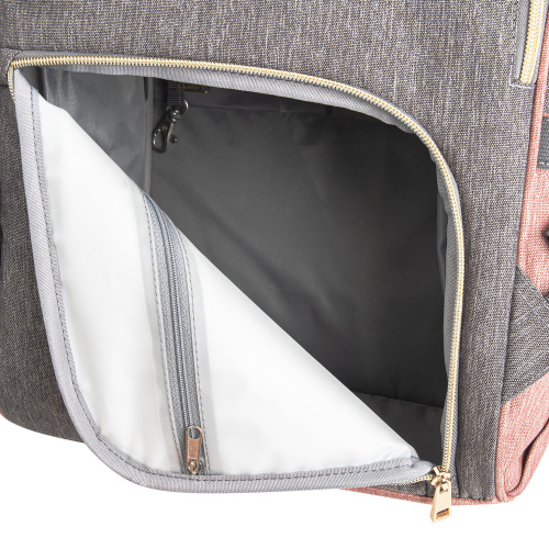 Рюкзак для мамы BRAUBERG MOMMY, 40x26x17 см, крепления на коляску, термокарманы, серый/бордовый фото 9