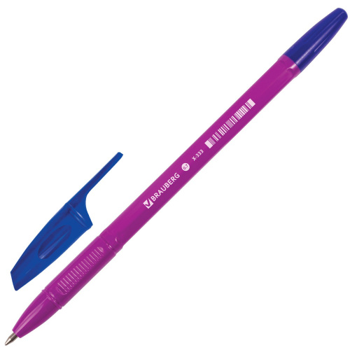 Ручка шариковая BRAUBERG "X-333" NEON SOLID, корпус ассорти, линия письма 0,35 мм, синяя фото 2