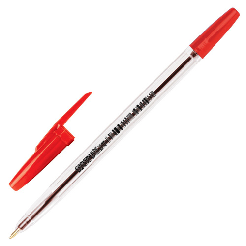 Ручка шариковая CORVINA "51 Classic", корпус прозрачный, узел 1 мм, линия письма 0,7 мм, красная
