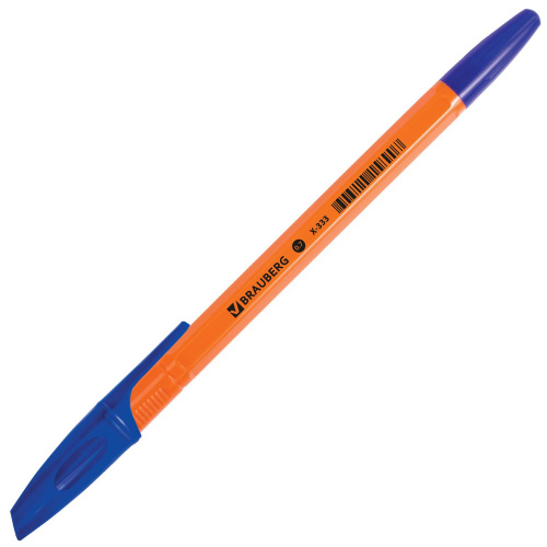 Ручка шариковая BRAUBERG "X-333 Orange", корпус оранжевый, узел 0,7 мм, линия письма 0,35 мм, синяя фото 3