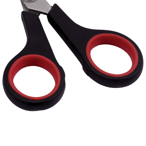 Ножницы ОФИСМАГ "Soft Grip", 140 мм, резиновые вставки, черно-красные, 3-х сторонняя заточка фото 8