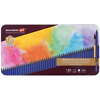 Карандаши художественные цветные акварельные BRAUBERG ART PREMIERE, 120 цветов, 4 мм, металл. кейс