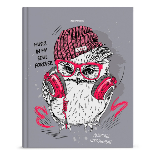 Дневник BRAUBERG "Cool Owl", 1-11 класс, 40 л., твердый, глянцевая ламинация