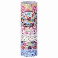Клейкие WASHI-ленты для декора ОСТРОВ СОКРОВИЩ "Микс №2", 15 мм х 3 м, 7 цветов, рисовая бумага