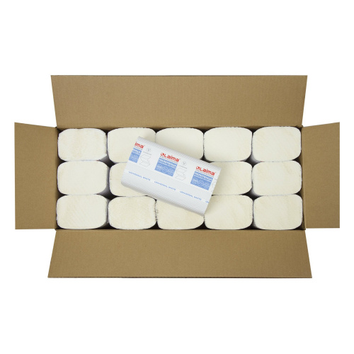 Полотенца бумажные LAIMA, 200 шт., 1-слойные, белые, 15 пачек, 23x20,5, V-сложение фото 2