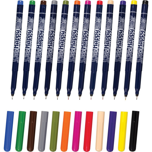Ручки капиллярные (линеры) CENTROPEN "Happy Liner", 12 цв., линия письма 0,3 мм фото 10