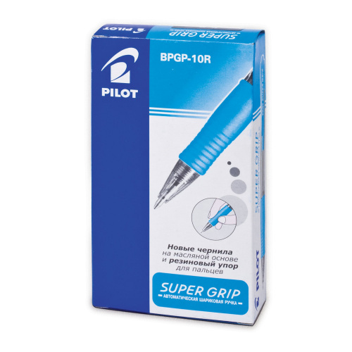 Ручка шариковая масляная автоматическая с грипом PILOT "Super Grip", линия письма 0,32 мм, черная фото 2