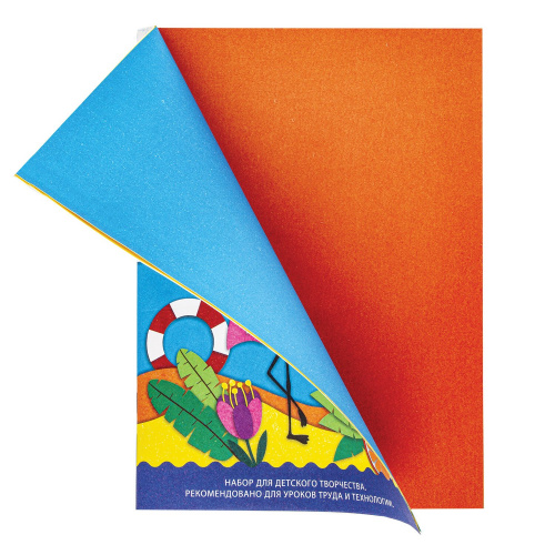 Цветная бумага BRAUBERG "Фламинго", А4, 2-сторон., 32 л., 16 цв., на скобе, 200х280 мм фото 2
