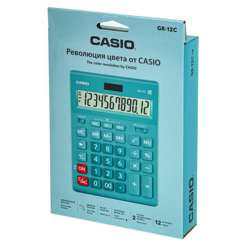 Калькулятор настольный CASIO, 210х155 мм, 12 разрядов, двойное питание, голубой фото 3