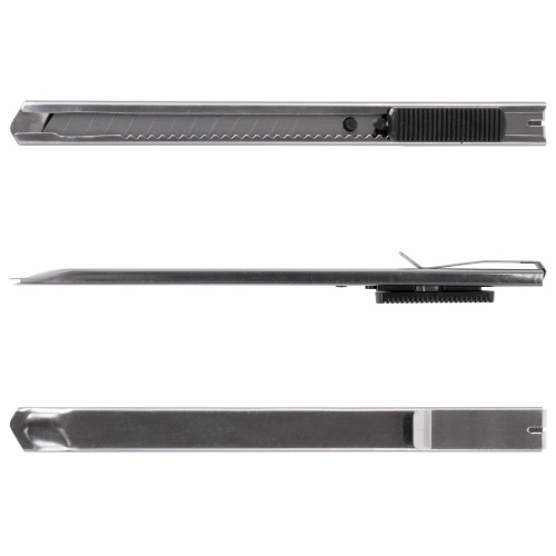 Нож канцелярский STAFF "Manager", 9 мм, усиленный, металлический корпус, автофиксатор, клип фото 9